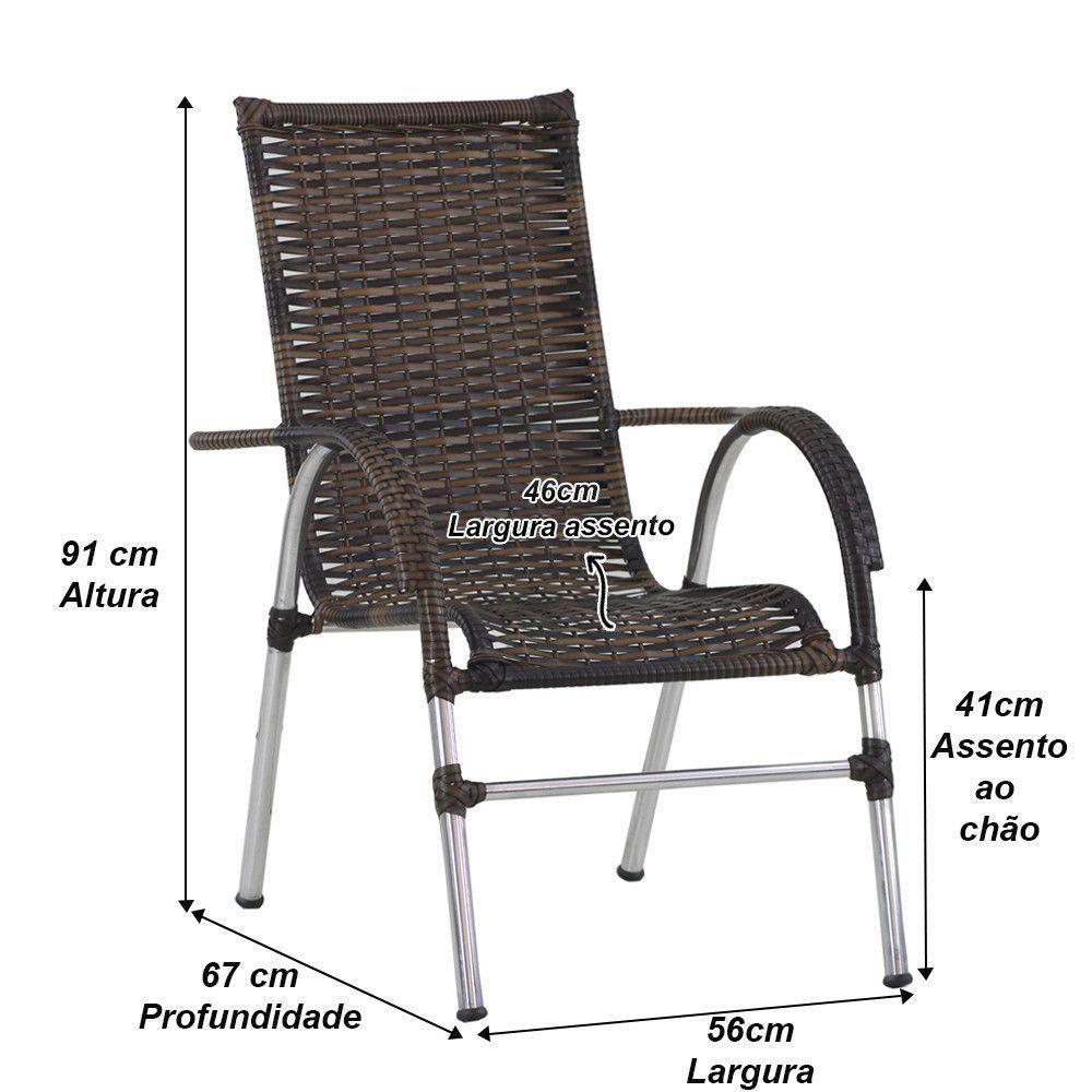 6 Cadeiras Alumínio E Mesa S/tampo Varanda Jardim Piscina Argila - 6
