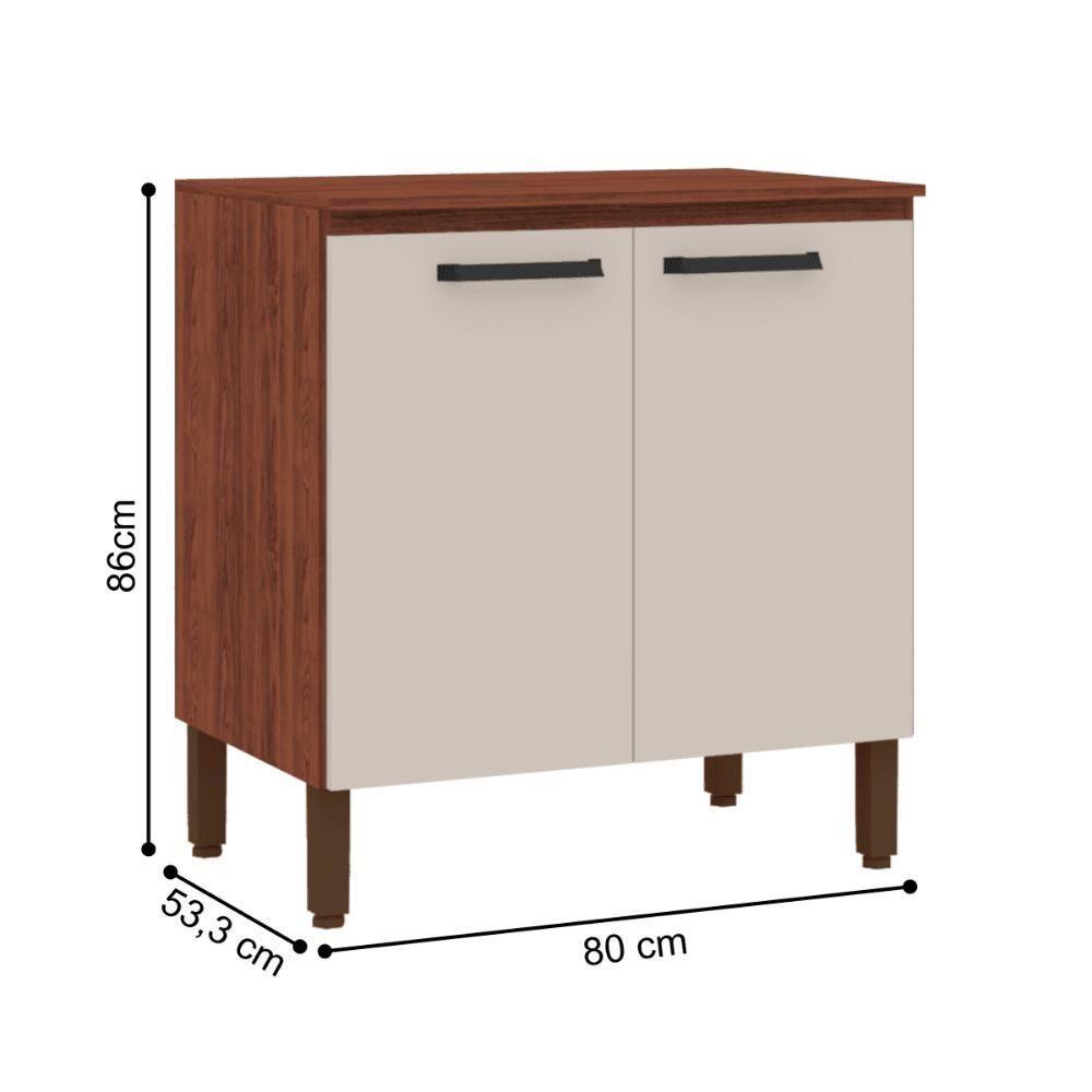 Balcão 2 Portas 800 C/ Tampo Lapis Nogueira Off White - 3