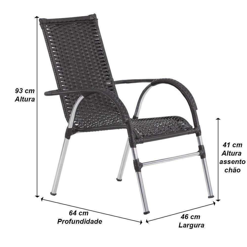 6 Cadeiras Alumínio E Mesa S/tampo Varanda Jardim Piscina Tabaco - 6