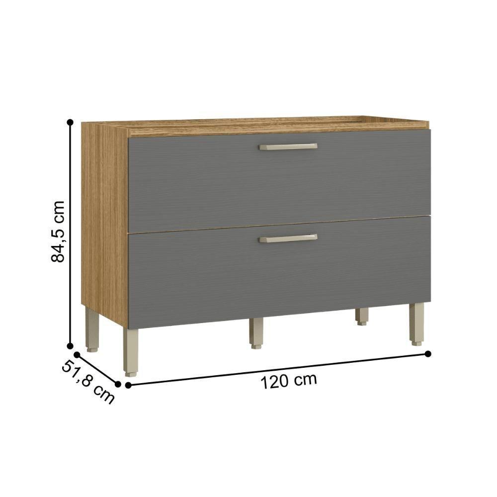 Balcão 1 Basculante C/ Gaveteiro 120 Cm Lapis Freijó Gris - 3