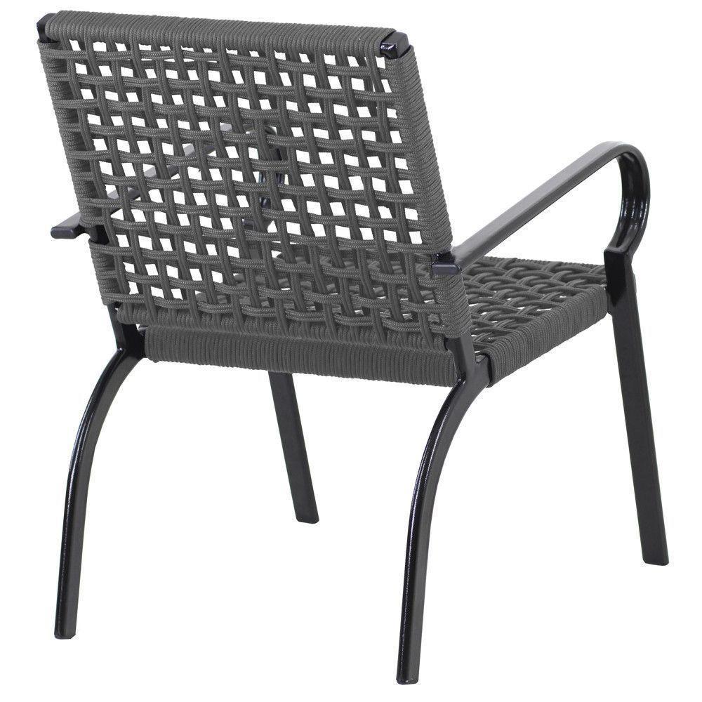 2 Cadeiras Corda Náutica E Mesa Tampo Ripado Edícula, Jardim Prata - 3