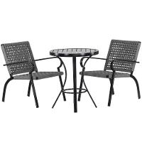 2 Cadeiras Corda Náutica E Mesa Tampo Ripado Edícula, Jardim Prata - 1