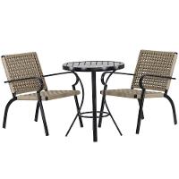 2 Cadeiras Corda Náutica E Mesa Tampo Ripado Edícula, Jardim Rami - 1