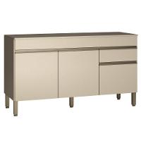 Balcao 3 Portas C/ Gaveteiro 1,50 Line C/ Tampo Vanilla - 2