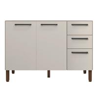 Balcao 3 Portas C/ 2 Gaveteiro 1,20 Mad Firenze C/ Tampo Nogueira Off White - 2