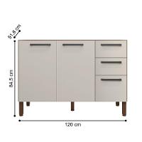 Balcao 3 Portas C/ 2 Gaveteiro 1,20 Mad Firenze C/ Tampo Nogueira Off White - 3