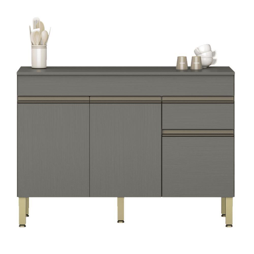 Balcao 3 Portas C/ Gaveteiro 1,20 Linea C/ Tampo Gris - 2