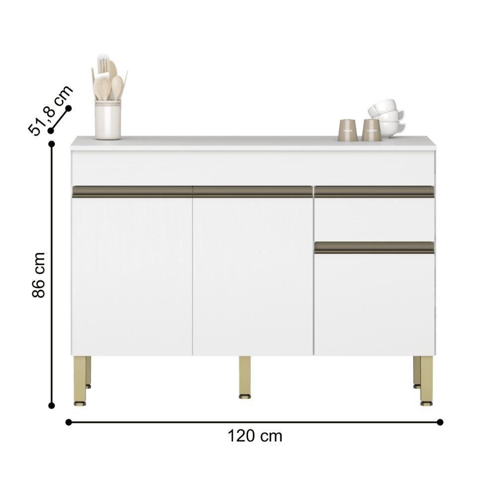 Balcao 3 Portas C/ Gaveteiro 1,20 Linea C/ Tampo Supremo - 3