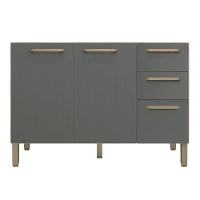 Balcao 3 Portas C/ 2 Gaveteiro 1,20 Mad Firenze C/ Tampo Freijó Gris - 2