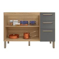 Balcao 3 Portas C/ 2 Gaveteiro 1,20 Mad Firenze C/ Tampo Freijó Gris - 4