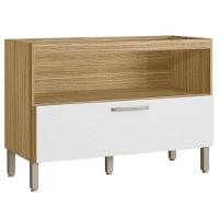 Balcão 1 Basculante C/ Gaveteiro 120 Cm Ametista Freijó Supremo Ripado - 4