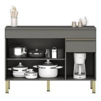 Balcao 3 Portas C/ Gaveteiro 1,20 Linea C/ Tampo Gris - 4