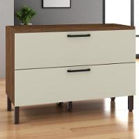 Balcão 1 Basculante C/ Gaveteiro 120 Cm Lapis Nogueira Off White - 1