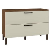 Balcão 1 Basculante C/ Gaveteiro 120 Cm Lapis Nogueira Off White - 2