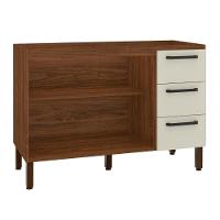 Balcão 2 Portas 3 Gaveteiros 1,20 Ametista Nogueira Off White - 4