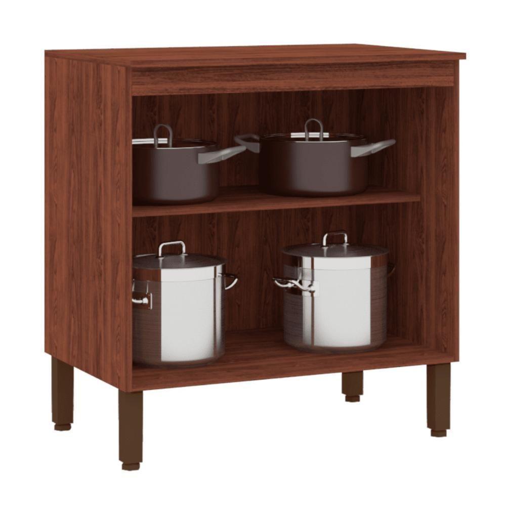 Balcão 2 Portas 800 C/ Tampo Lapis Nogueira Off White - 4