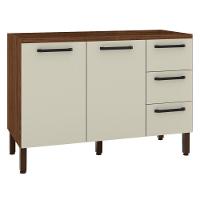 Balcão 2 Portas 3 Gaveteiros 1,20 Lapis Nogueira Off White - 4