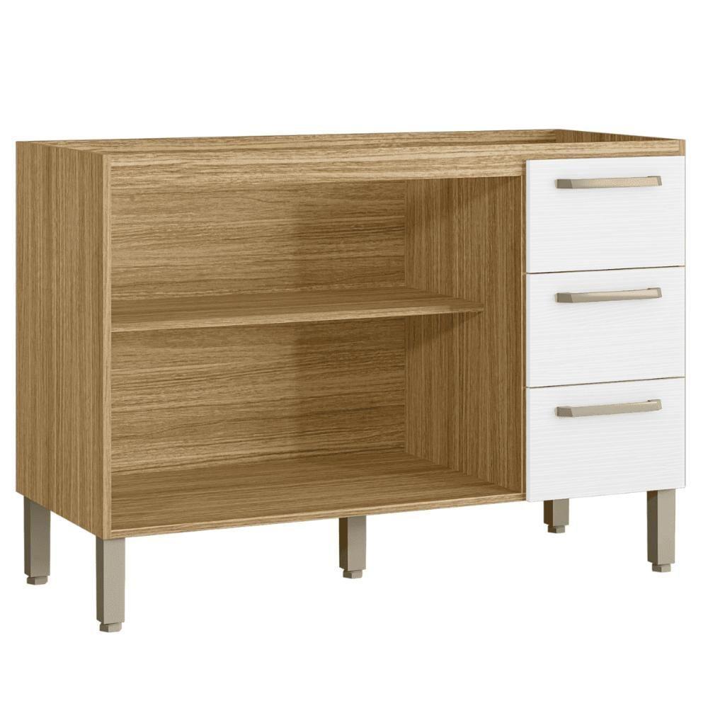 Balcão 2 Portas 3 Gaveteiros 1,20 Lapis Freijó Supremo - 4