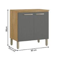 Balcão 2 Portas 800 C/ Tampo Lapis Freijó Gris - 3