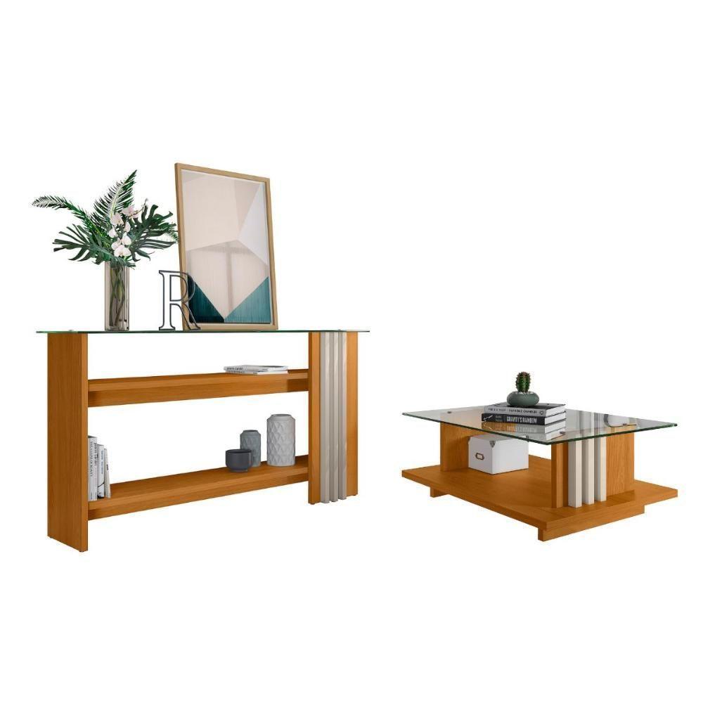 Conjunto Aparador Frizz E Mesa De Centro Cinamomo/off-white - 4