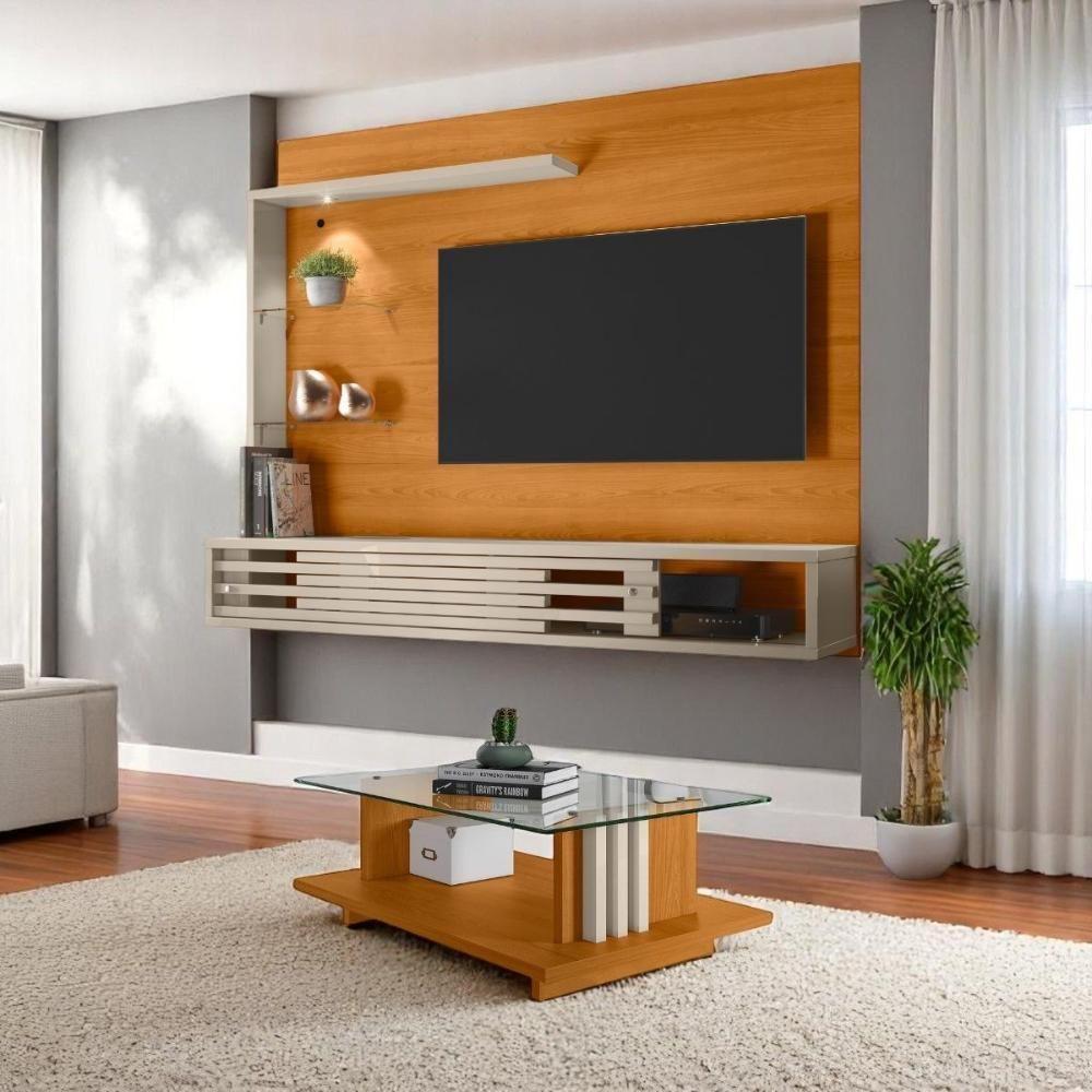 Conjunto Com Aparador E Mesa De Centro Kassia Calacata Off-white - 2