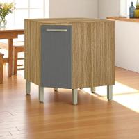 Balcão P/ Canto Obliquo C/ Tampo Freijó Gris - 1