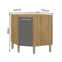 Balcão P/ Canto Obliquo C/ Tampo Freijó Gris - 3