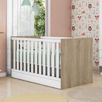 Berço Mini Cama Doce Sonho Grades Laterias Carvalho Rústico/branco - 1