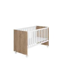 Berço Doce Sonho Reto Carv Toq Rustico/branco Com Rodízios