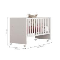 Berço Doce Sonho Reto Branco/branco C/ Rodízios - 2