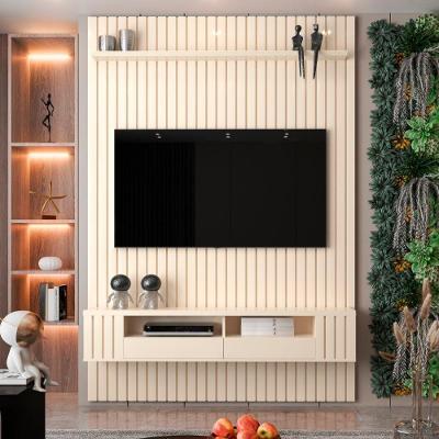 Painel Ripado Para Tv Até 60 Polegadas Intense Com Nicho 135cm Cor:off White Off White