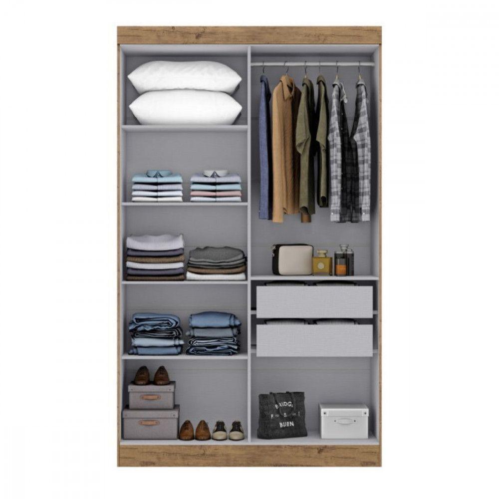 Guarda Roupa De Solteiro Paris 4 Portas Mdf Ipê Text Maxel Ipê Text - 4