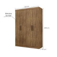 Guarda Roupa De Solteiro Paris 4 Portas Mdf Ipê Text Maxel Ipê Text - 3
