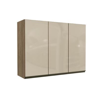 Armário Aéreo p/ Cozinha Maxxi G767 3 Portas de Vidro 120cm Nogal - Kappesberg