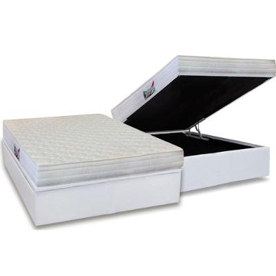 Cama Box Baú Casal: Colchão Anatômico Herval D28 / Ag65 Frontier + Base Crc Courano White(138X188)