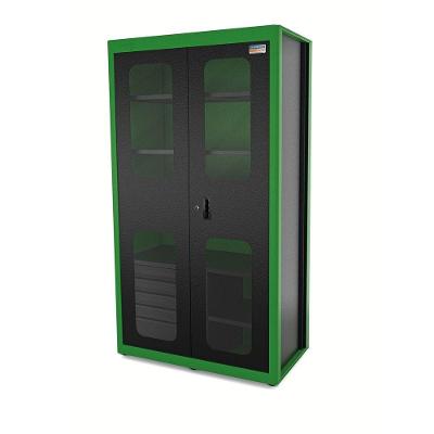 Armário Vertical Para Ferramentas 2 Portas Com Visores E 5 Gavetas Tramontina Pro Verde Tramontina