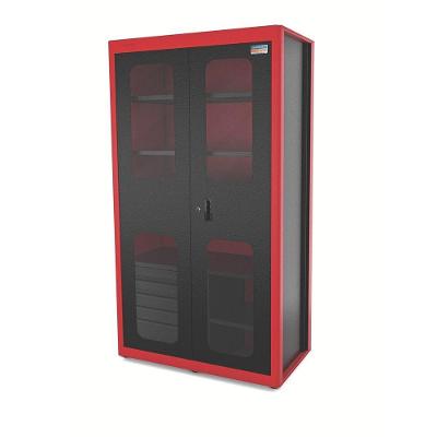 Armário Vertical Para Ferramentas 2 Portas Com Visores E 5 Gavetas Tramontina Pro Vermelho Tramontina
