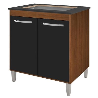 Balcao 70cm Com Tampo Para Cooktop 4 Bocas 9250 Mobbs Savana Preto