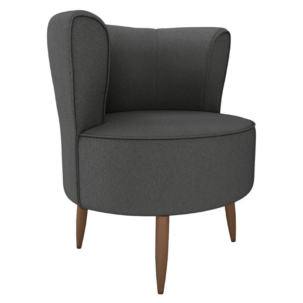 Poltrona Decorativa Pes Palito Savana Veludo Light Milani Store Cinza - 2