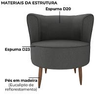 Poltrona Decorativa Pes Palito Savana Veludo Light Milani Store Cinza