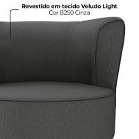 Poltrona Decorativa Pes Palito Savana Veludo Light Milani Store Cinza - 5