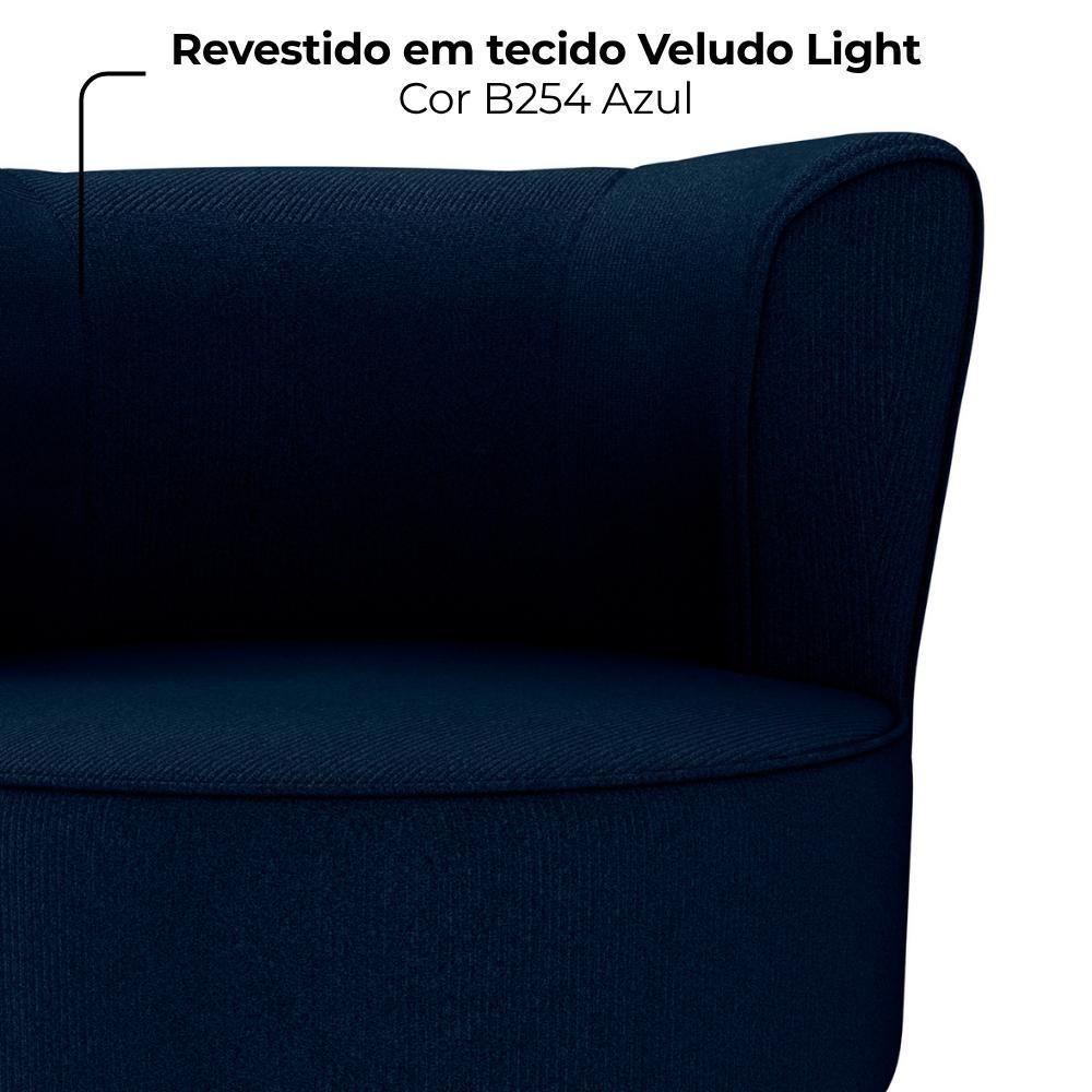Poltrona Decorativa Pes Palito Savana Veludo Light Milani Store Azul - 5