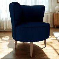 Poltrona Decorativa Pes Palito Savana Veludo Light Milani Store Azul - 1