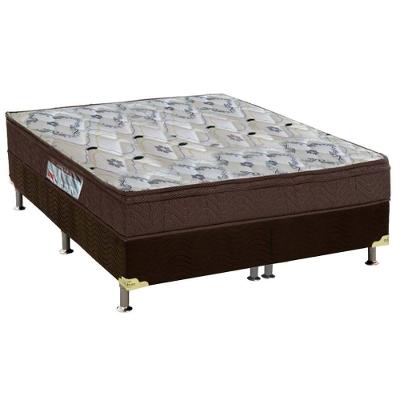 Cama Box Queen: Colchão Espuma D45 Ortobom /EP Fort Tech ISO 150 Mega Firme + Base CRC Suede Brown(158x198)