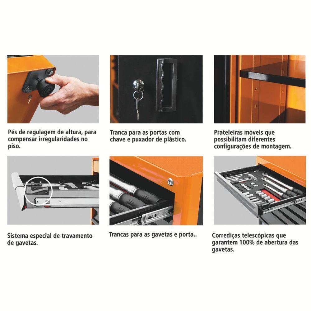 Armário Vertical Para Ferramentas 2 Portas Com Visores E 5 Gavetas Tramontina Pro Azul Tramontina - 8