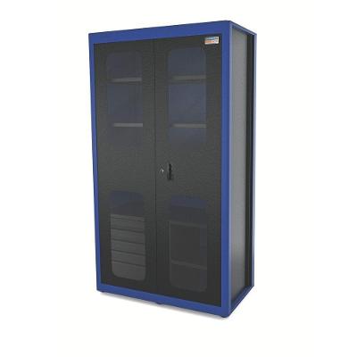 Armário Vertical Para Ferramentas 2 Portas Com Visores E 5 Gavetas Tramontina Pro Azul Tramontina