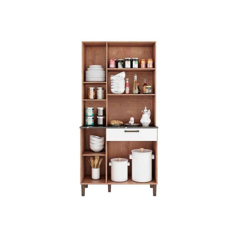 Kit de Cozinha Compacta Tannat Gold c/ 6 Portas e 1 Gaveta Castanho/Branco - Ronipa - 5