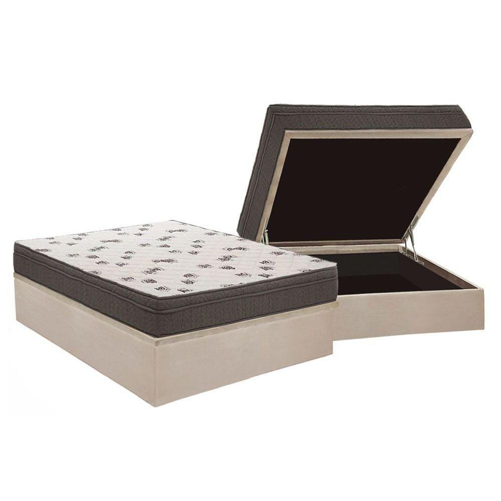 Cama Box Baú Casal: Colchão Espuma D45 Ortobom Light + Base CRC Suede Clean(138x188) - 1