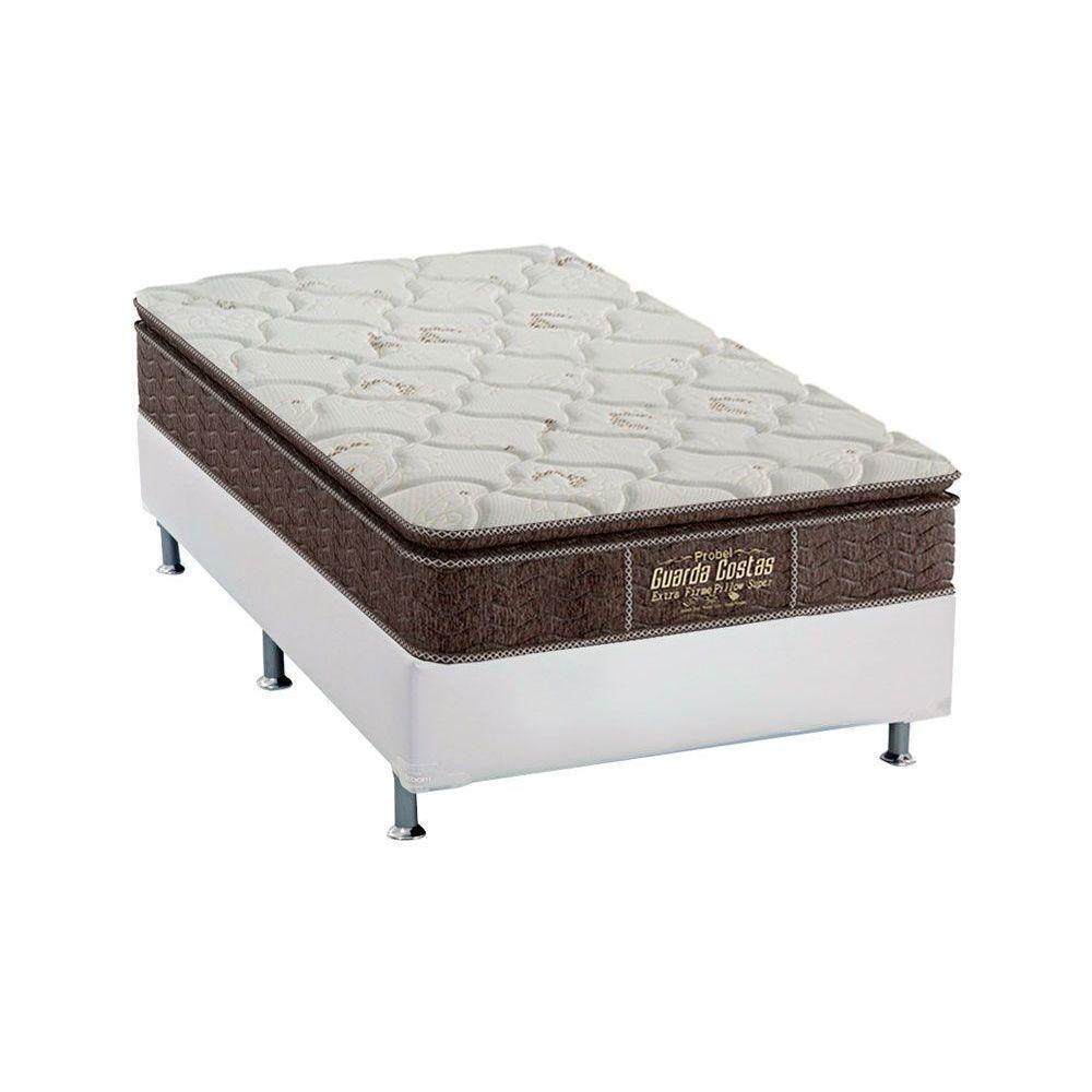 Cama Box Solteiro: Colchão Ortopédico Probel Guarda Costas Extra Firme + Base CRC Courano White(88x188) - 1