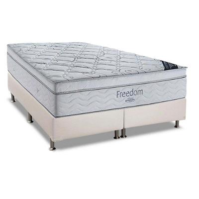 Cama Box Queen: Colchão Molas Ensacadas Ortobom SuperPocket Freedom + Base CRC Courano White(158x198)